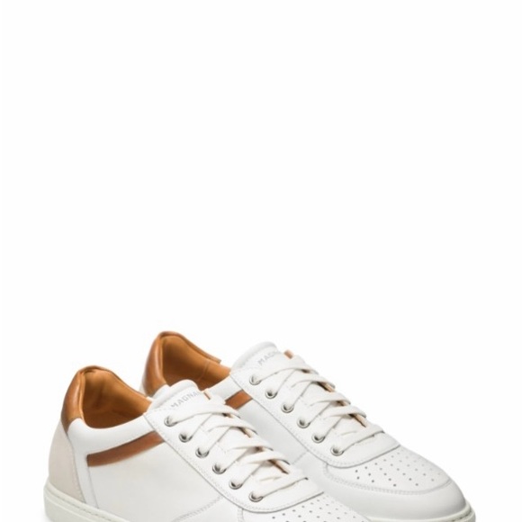 Magnanni White and Cognac Sneakers